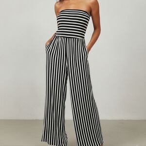 Poof! Monochrome Striped Jumpsuit
